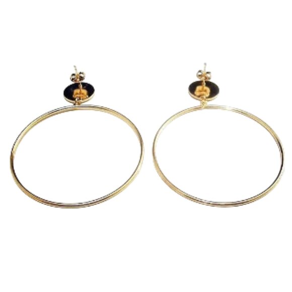 2 Inch 50mm Door Knocker Hoop Pierced Post Earrings Gold Tone - Picture 5 of 6